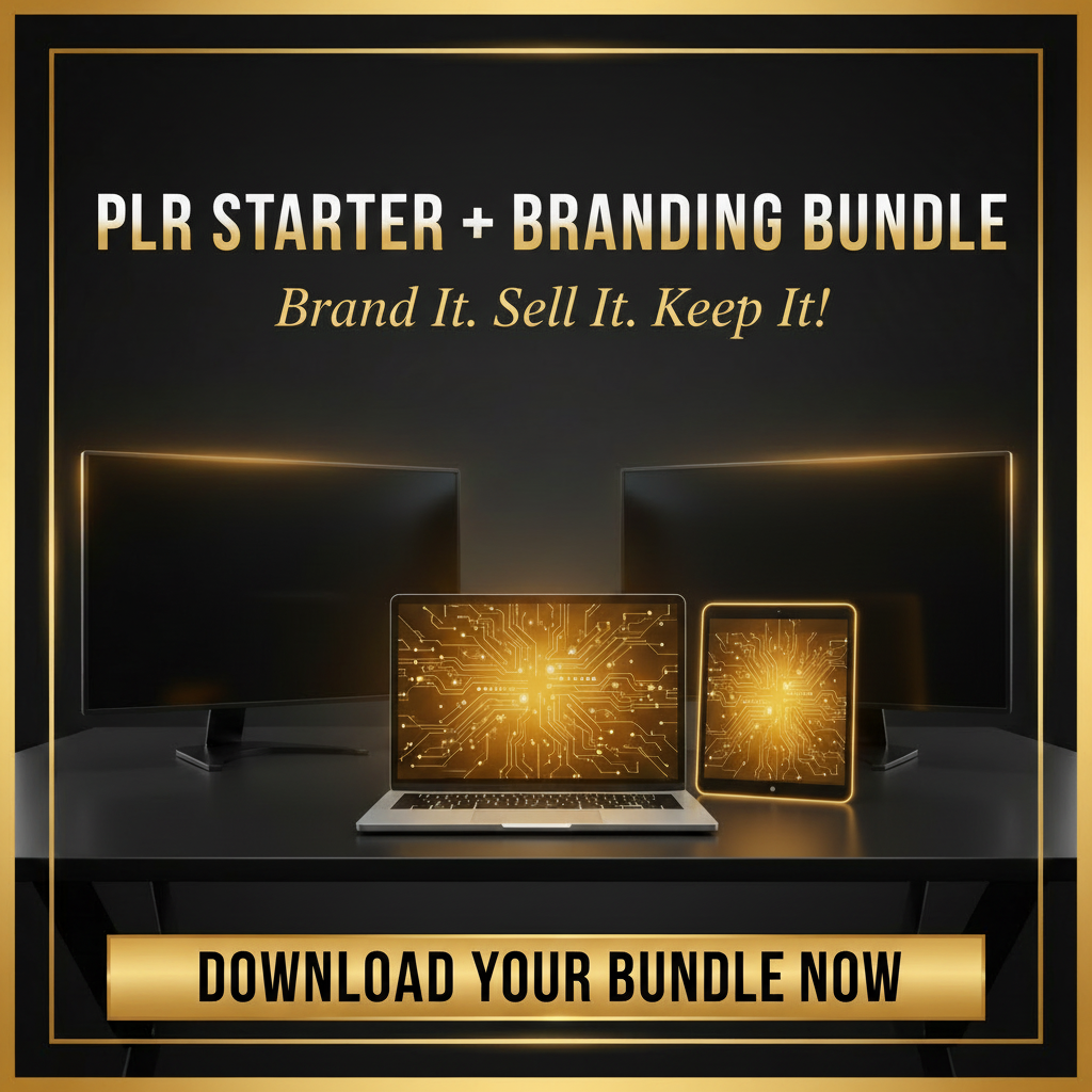 PLR Starter + Branding Bundle - matte black gold luxury digital workspace thumbnail